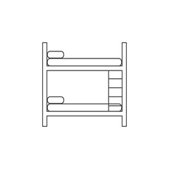 Furniture Bunk Bed Line Icon On White Background