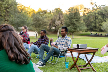 Friends at an Outdoor Movie