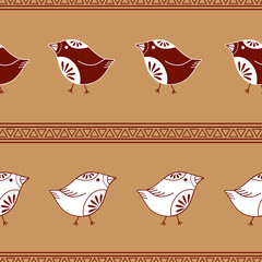white and red bird seamless pattern