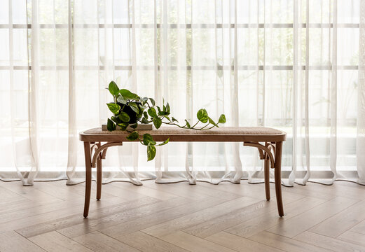 Rattan bench seat