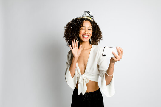 Woman Video Chats With Friends on NYE