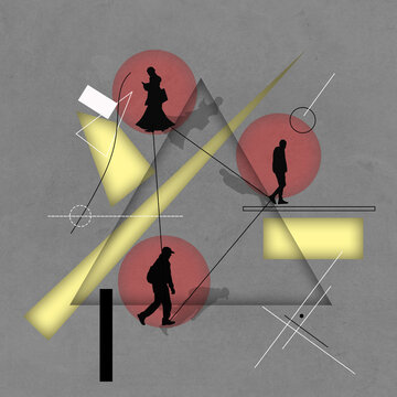 people walking disconnected with others