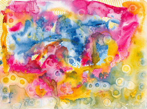 Bright Colourful Watercolor Abstract