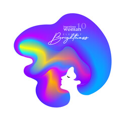 Vector women graphic with artistic colorful hair. Vector element for poster, flyer, cover, website.
