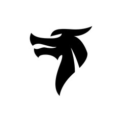 dragon head silhouette logo template