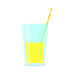 Vector illustration of a glass with a smoothie on white background. Healthy food and drinks. 