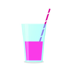 Vector illustration of a glass with a smoothie on white background. Healthy food and drinks. 