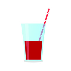 Vector illustration of a glass with a smoothie on white background. Healthy food and drinks. 