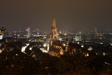 Freiburger Münster bei Nacht