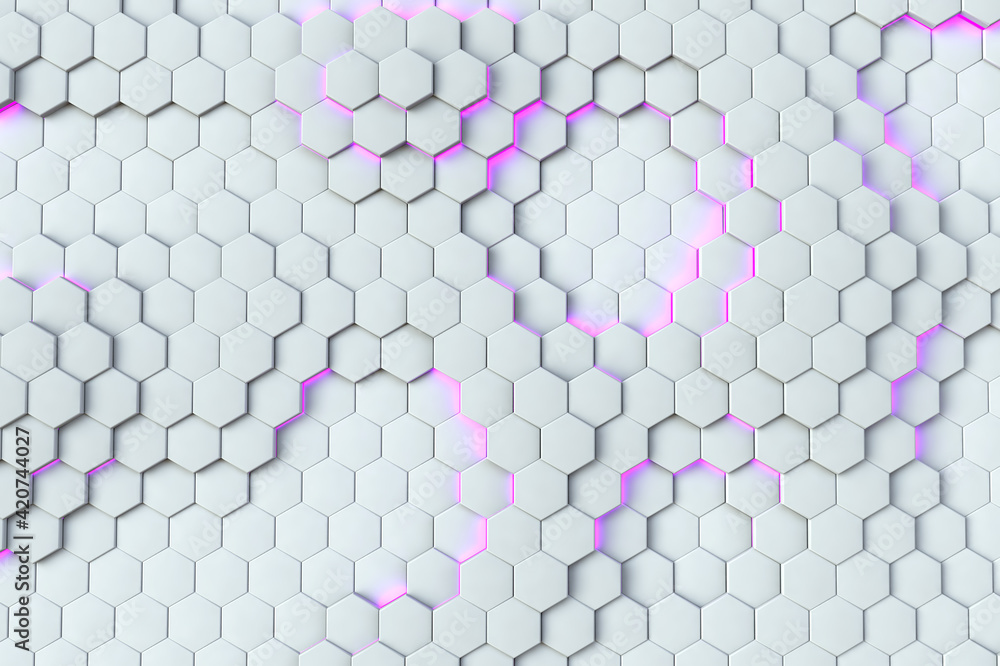 Poster abstract technology, futuristic digital hi tech concept. abstract white and violet hexagonal backgro
