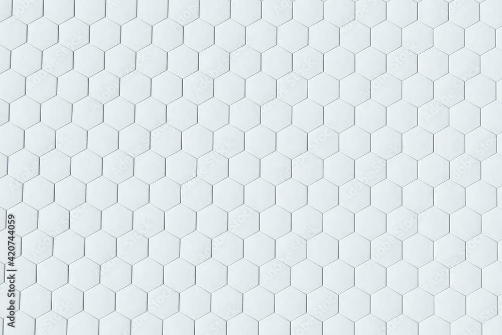Poster white geometric texture. origami paper style. hexagonal elements. 3d rendering background.