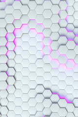 Abstract 3D white background with violet shining square mesh effect texture, vertical