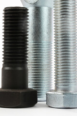 Newly manufactured large screws. Industry background.