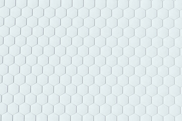 White geometric texture. Origami paper style. Hexagonal elements. 3D rendering background.