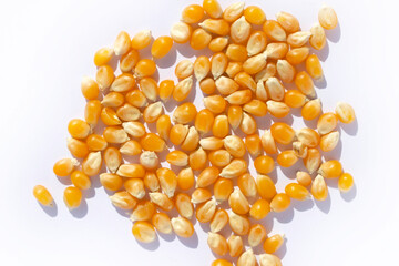 Corn kernels on a white background