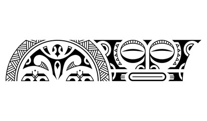 Maori or african ethnic style polynesian tattoo bracelet. Tribal sleeve seamless pattern vector. Samoan border tattoo fore arm or foot. Armband tattoo tribal. Band fabric seamless ornament isolated 