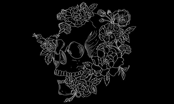 floral skulls vector design for any kind of artwork 