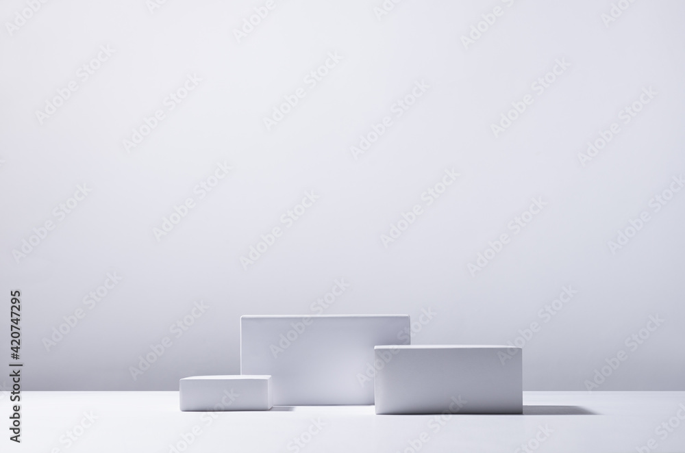 Poster minimalist abstract design for presentation and product display - white square podiums as winner in 
