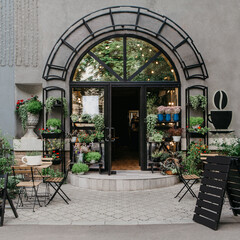 Rustic style of modern flower studio, shop and eco cafe