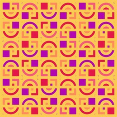 Beautiful of Colorful Seamless Geometric Pattern with Square and Semi-Circle, Repeated, Abstract, Illustrator Pattern Wallpaper. Image for Printing on Paper, Wallpaper or Background, Covers, Fabrics