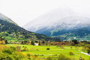 Obraz premium Ancient landscapes of Carnia. Between spring and winter in Sutrio. Carnia