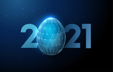 Abstract Easter Egg with number of 2021 Year