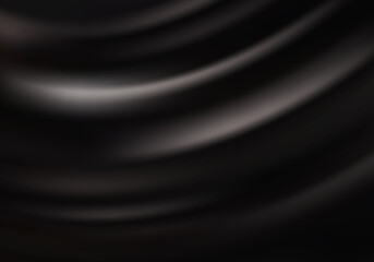 Black silk background Vector drape background Wave flow