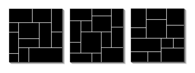 Set of vector frames 12 and 13 photo collages. Templates of moodboard.