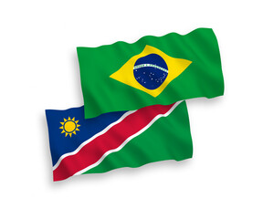 Flags of Brazil and Republic of Namibia on a white background