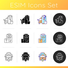 Taxi service icons set. Online technology. Modern taxi service. Easy movement around the city. Convenient transportation. Linear, black and RGB color styles. Isolated vector illustrations