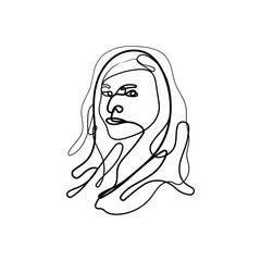Continuous one line drawing woman face. Woman face line art