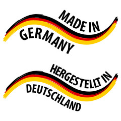 Made in Germany with German Flag Quality Label on the white Background.