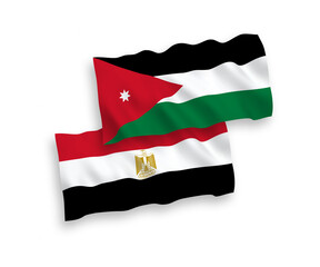 Flags of Hashemite Kingdom of Jordan and Egypt on a white background