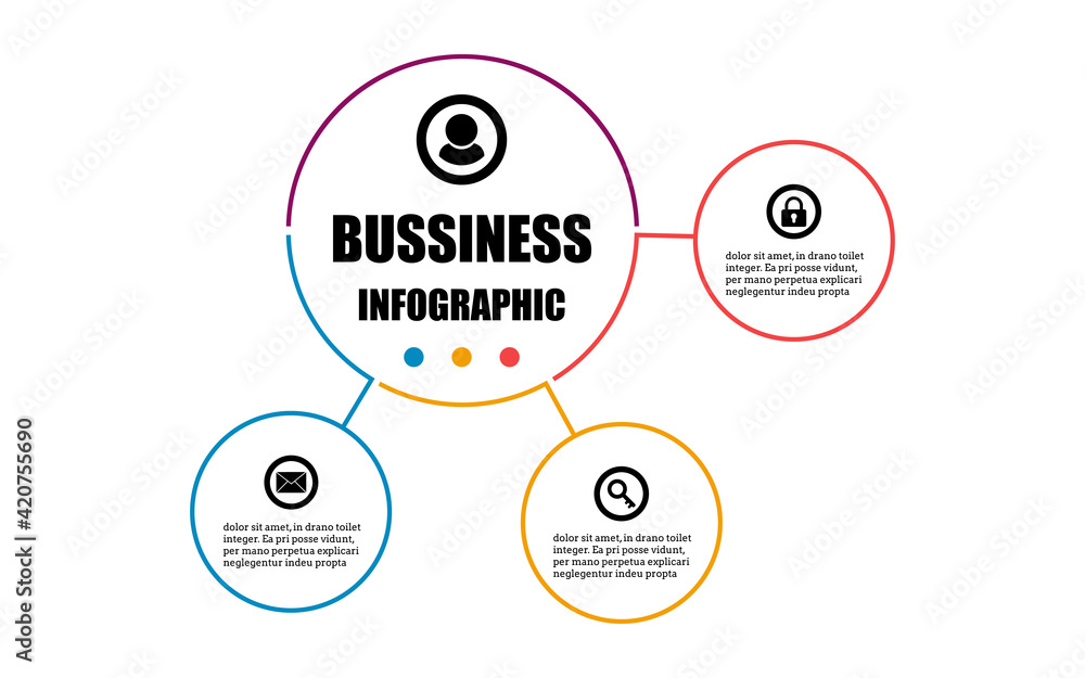 Fototapete presentation business infographic design template with circle 3 options. vector design concept label