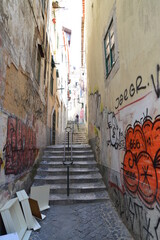 Stairs with graffiti in Lisbon