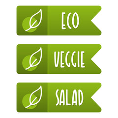 Eco, veggie and salad vegan banner set.