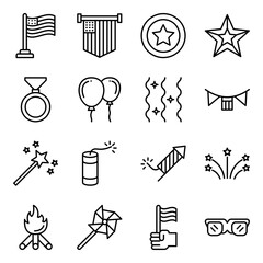 Pack of 4th July Linear Icons