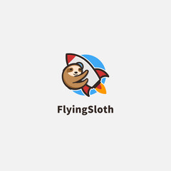 rocket sloth logo cartoon illustration