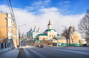 Trinity Monastery and the Assumption Cathedral from Bolshaya Sovetskaya Street in Smolensk