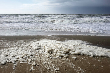 Stormy weather along the coast of Scheveningen