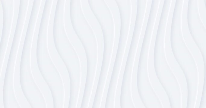 4k white animated wavy soft wavy universal background. Product  banner. Abstract flowy elegant pattern. Minimalist empty stripes blank BG. Halftone monochrome fluid cover. Simple light minimal color