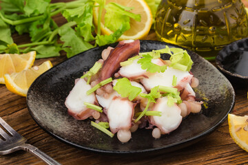 A plate of fresh sliced squid whiskers