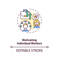 Motivating individual workers concept icon. Find motivator for good work of employees idea thin line illustration. Inspiration. Vector isolated outline RGB color drawing. Editable stroke