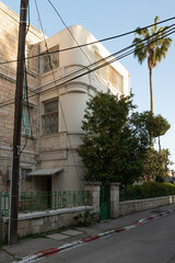 Evening  view of a quiet residential Lev Haivri Street in the old district of Jerusalem Talbia - Komiyum in Jerusalem, Israel