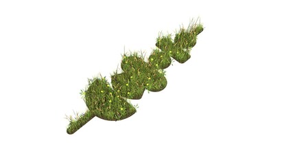 Obraz premium 3d rendered grass field of symbol of skewer isolated on white background