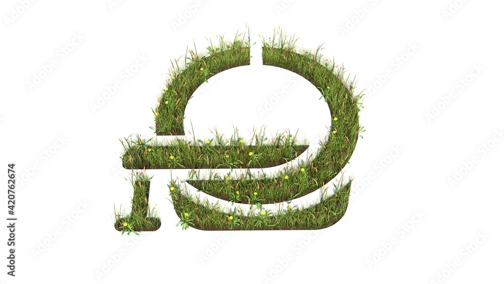 Poster 3d rendered grass field of symbol of scan isolated on white background