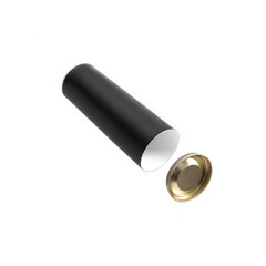 Black round gift box isolated on white background