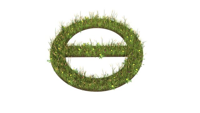 3d rendered grass field of symbol of salt symbol isolated on white background