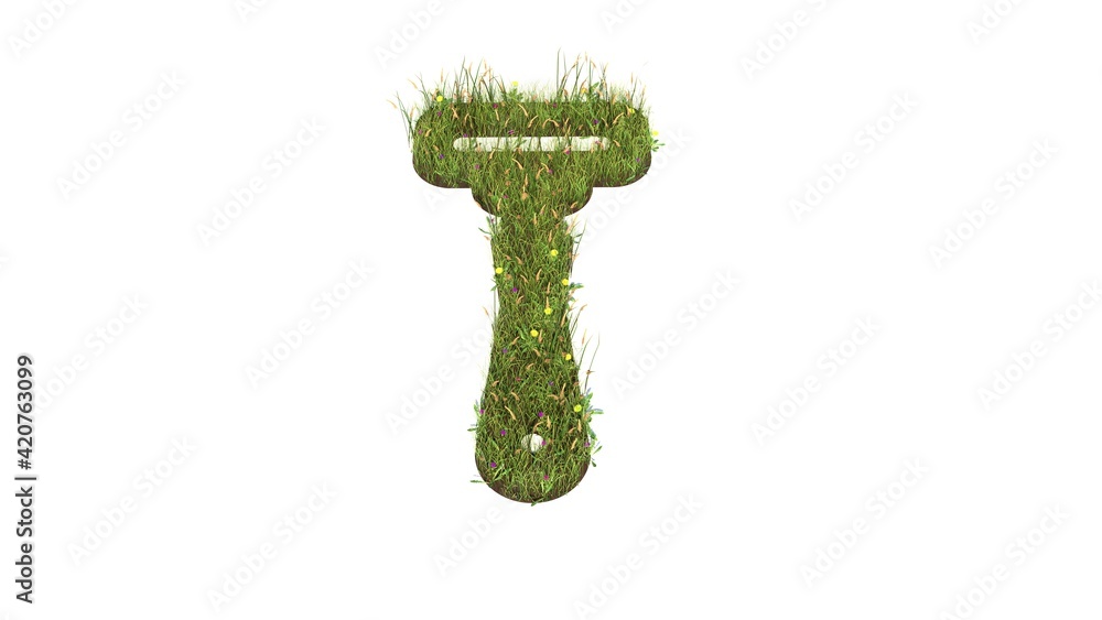 Poster 3d rendered grass field of symbol of razor isolated on white background