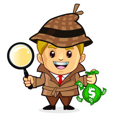 detective kids mascot cartoon in vector